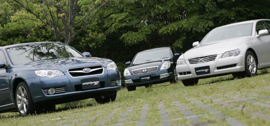 subaru legacy b4, toyota mark x, nissan teana